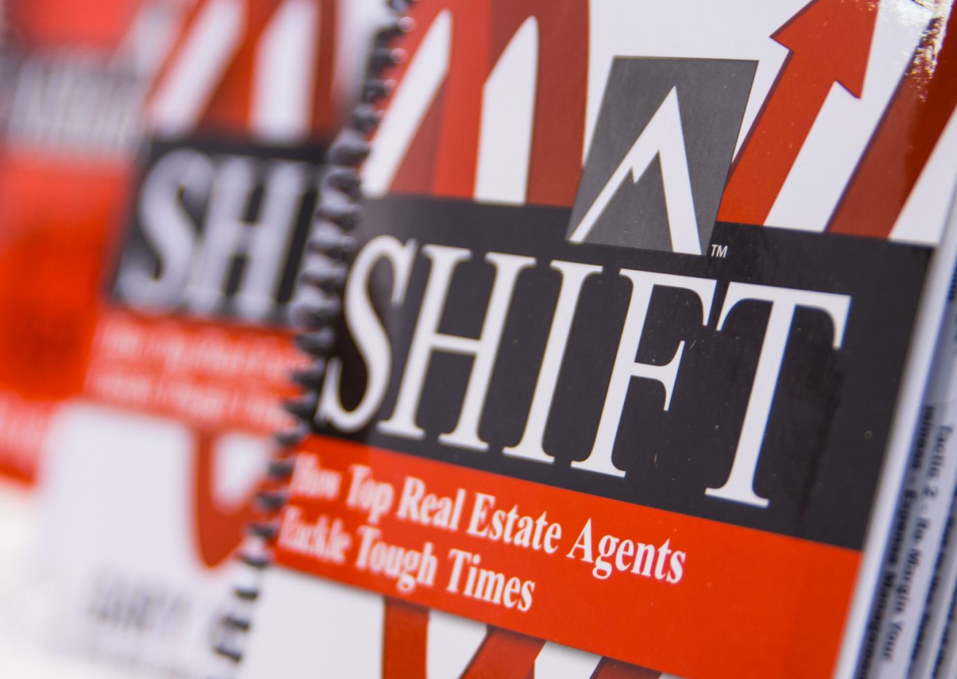 A close up of the cover for the book, Shift - How Top Real Estate Agents Tackle Touch Times.